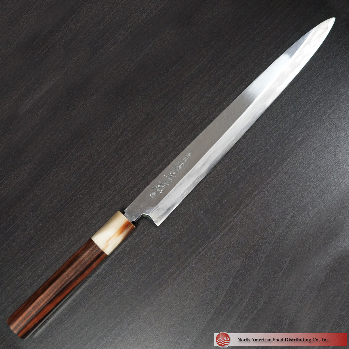 Black-forged yanagiba by Ikenami Hamono, 17cm, Double-bevel