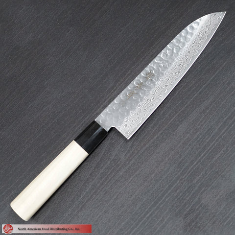 Sakai Takayuki Santoku Knife Stainless Damascus 45 Layer 180mm (7.1″) Wa-Handle