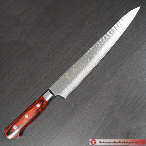Sakai Takayuki Sujihiki 240mm Knife Damascus Hammered VG 10 Steel